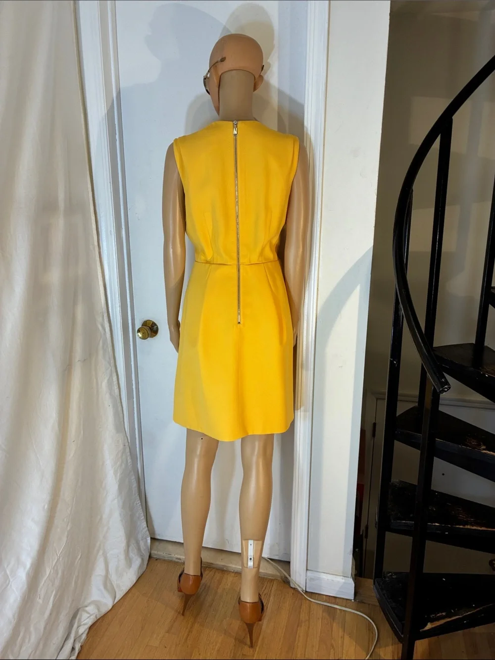 Stunning Like New Louis Vuitton Yellow Sleeveless Pleated Dress